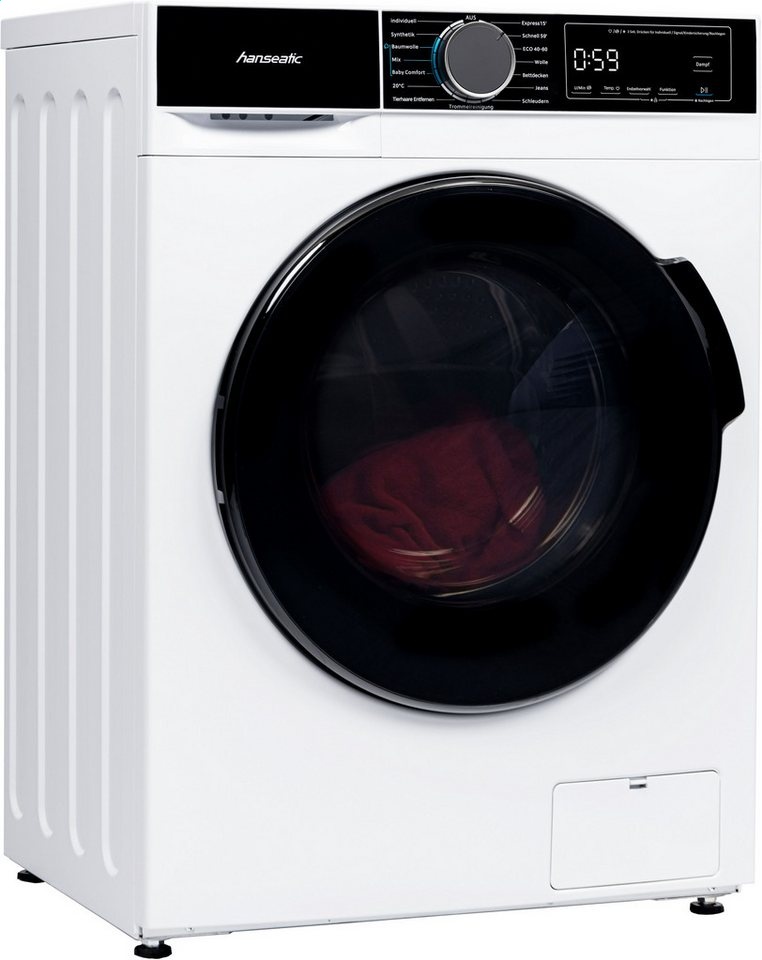 Hanseatic Waschmaschine HWMA714B, 7 kg, 1400 U/min, Schnellwaschprogramm, Startzeitvorwahl